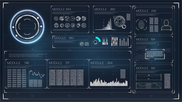 Definir elementos hud abstratos para interface de usuário scifi futurística de design ui ux para negócios de aplicativos