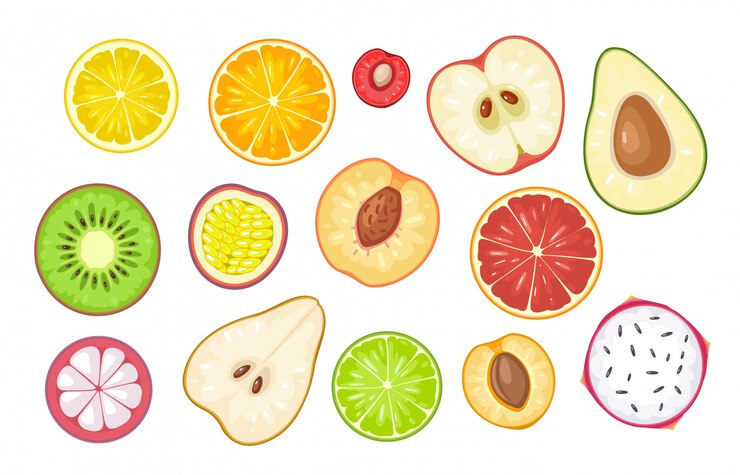 Vetor definir fatias de frutas.