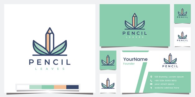 Definir folhas de lápis de logotipo com inspiração de design de logotipo de versão colorida