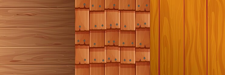 Vetor definir fundo cômico de madeira de superfície texturizada de material de madeira em estilo de desenho animado