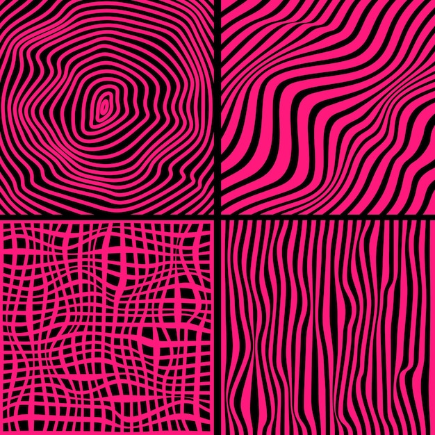 Definir fundo de linhas de distorção Listras distorcidas padrão moderno abstrato Ondas de ilusão de arte op