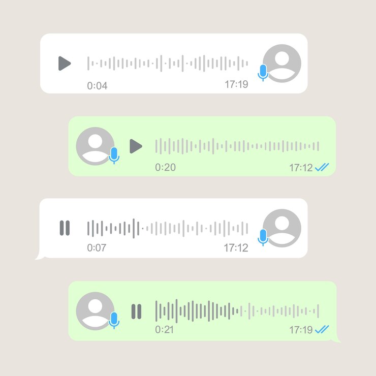 Definir ícone de mensagem de voz com bolha de mensagem de onda sonora para redes sociais Ilustração vetorial de estilo plano moderno em um fundo branco