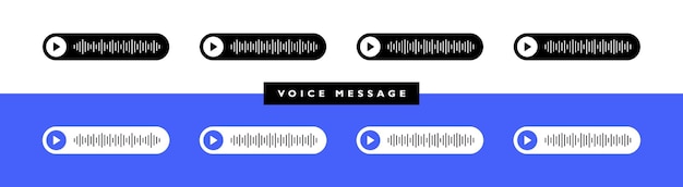 Definir ícone de mensagens de voz com bolha de mensagem de onda sonora para mídia social ilustração em vetor estilo plano moderno