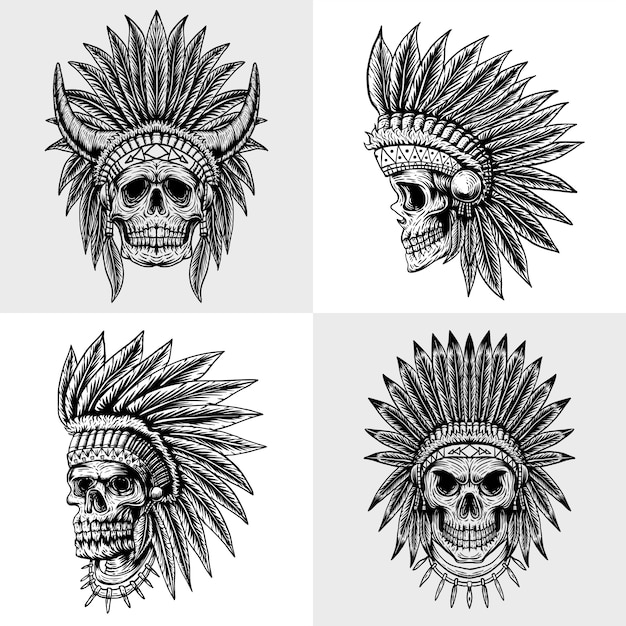 definir ilustração de coleção indiana de crânio