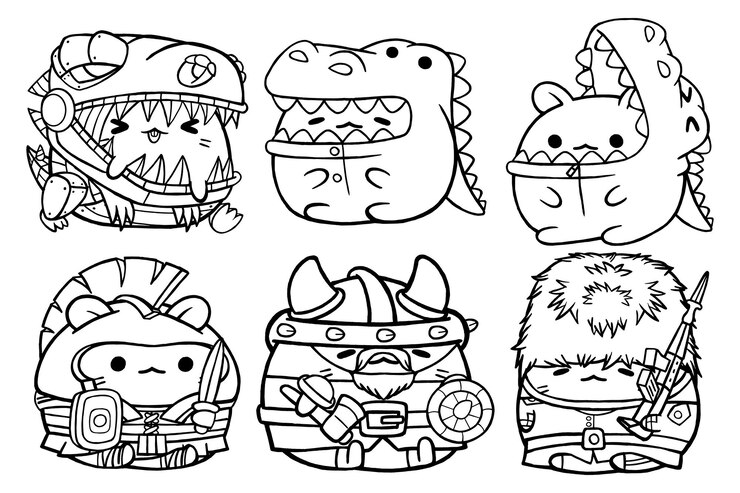 Definir ilustração de contorno vetorial do personagem de hamster fofo para livro de colorir