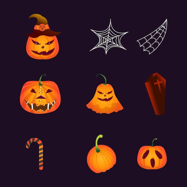 Definir ilustração vetorial de ícone de festa de halloween