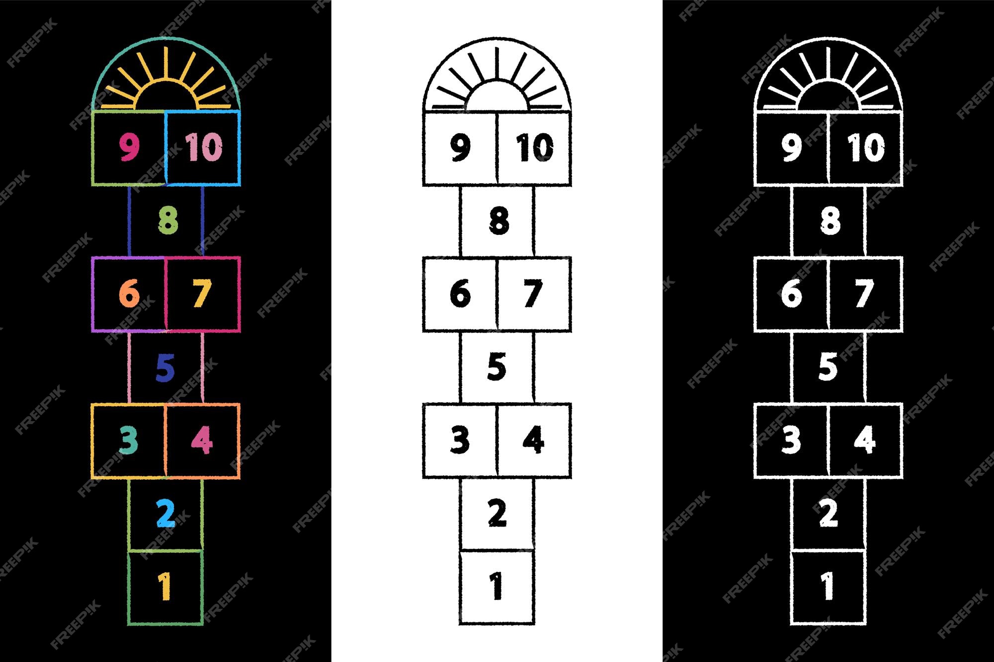 jogo de atividade de criança amarelinha isolado no fundo branco. desenhar  jogos infantis desenhados lápis de cor em que brincam ao ar livre. 5701681  Vetor no Vecteezy