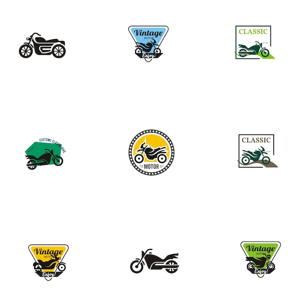 Definir logotipo de moto vintage coleção