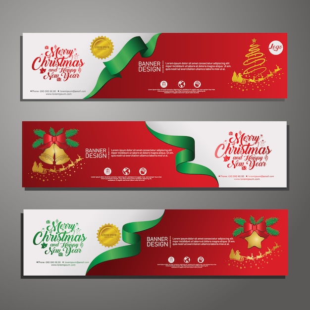 Definir modelo de banner horizontal de feliz natal. oferta de natal. vetor.