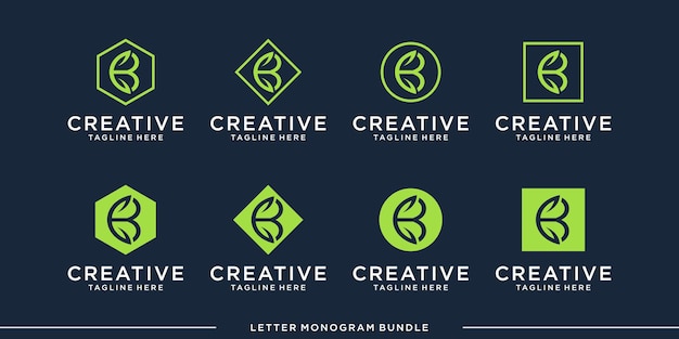 Definir modelo de design de logotipo b inicial de ícone de monograma