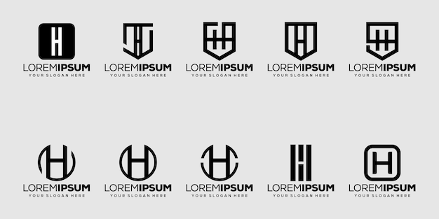 Definir o design do logotipo da letra h do pacote