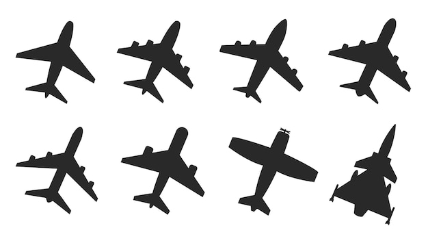 Definir o ícone plano do avião. ilustração vetorial
