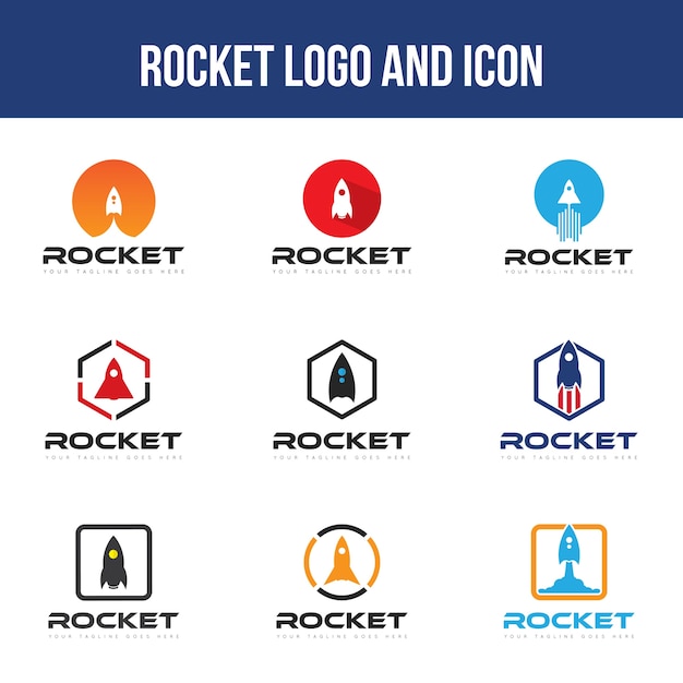 Definir o logotipo de foguete e ícone vector design modelo