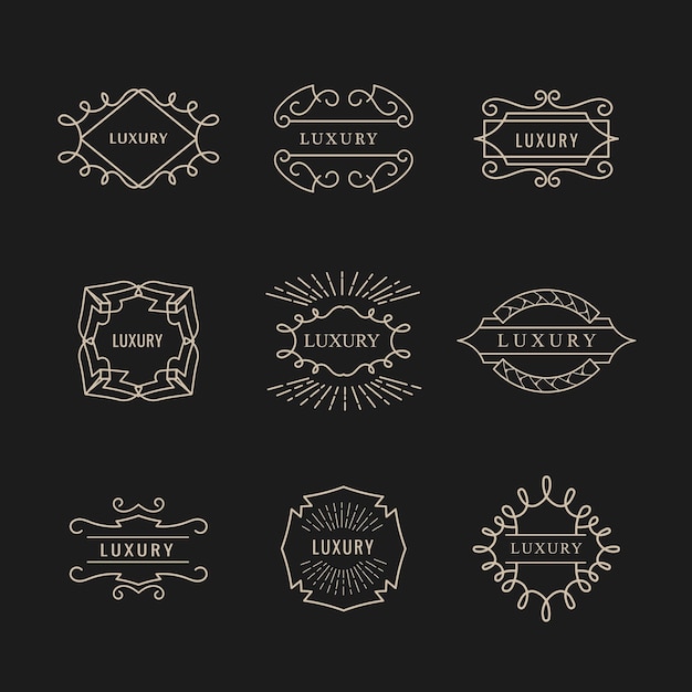 Vetor definir o vetor retrô de design de crachá vintage de logotipo de luxo