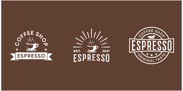 Definir pacote de crachá de café estilo retrô
