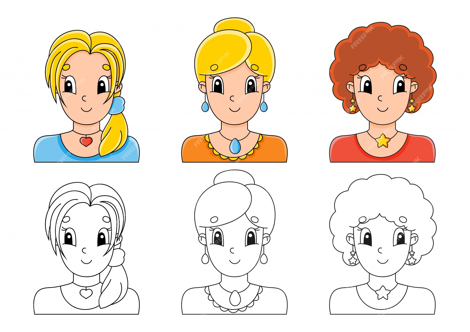 Página para colorir de personagem de boneca de desenho animado