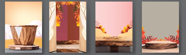 definir palco de pódio outono temporada papel arte colorida para mostrar ilustração vetorial de venda de banner