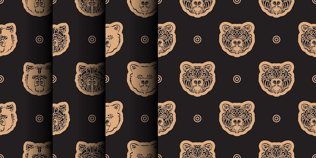 Definir plano de fundo sem costura com cara de urso adequado para estampas de fundo de roupas e têxteis ilustração vetorial