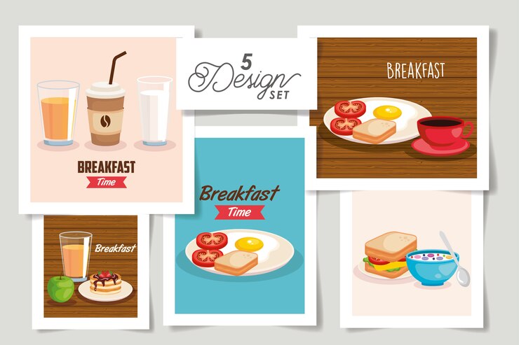 Vetor definir projetos do menu de café da manhã