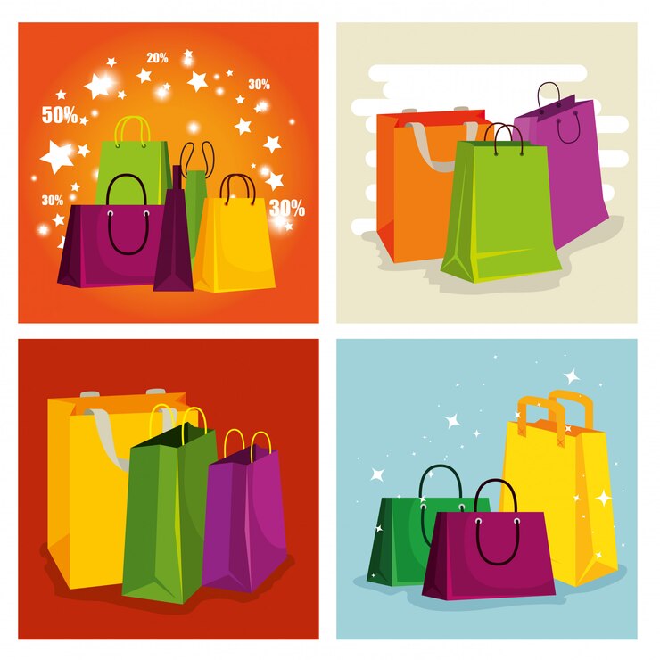 Vetor definir sacolas de compras para oferta de venda especial