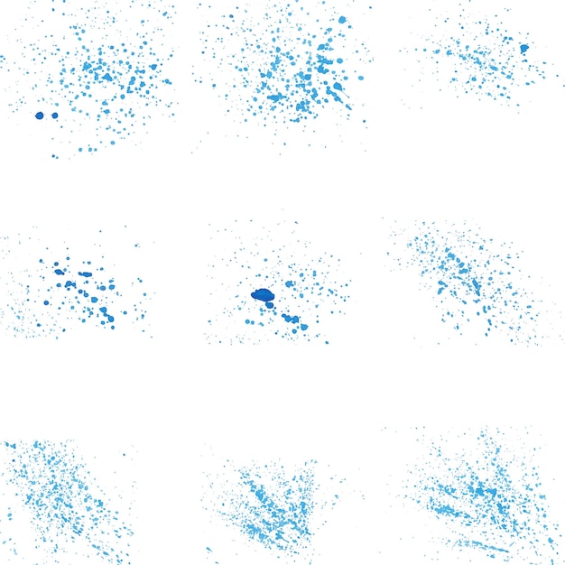 Definir salpicos de aquarela azuis sobre fundo branco