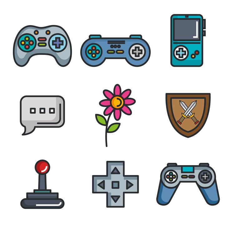 Vetor definir símbolos de itens de entretenimento de videogames