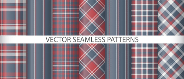 Definir tartan vetor fundo textura padrão xadrez verificar coleção de tecido têxtil sem costura