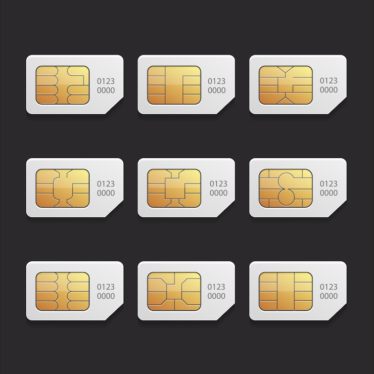 Vetor definir uma coleção de chip de gráficos vetoriais simcard
