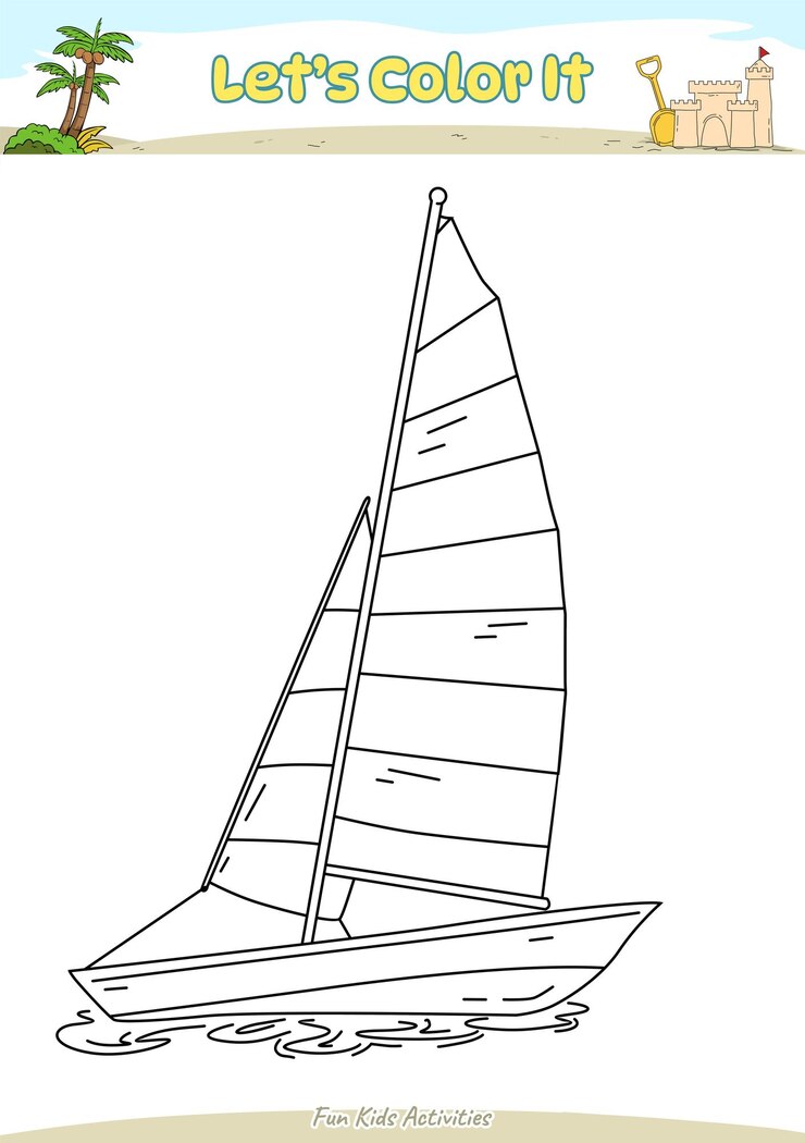 Vetor deixa-me colorir o barco a vela