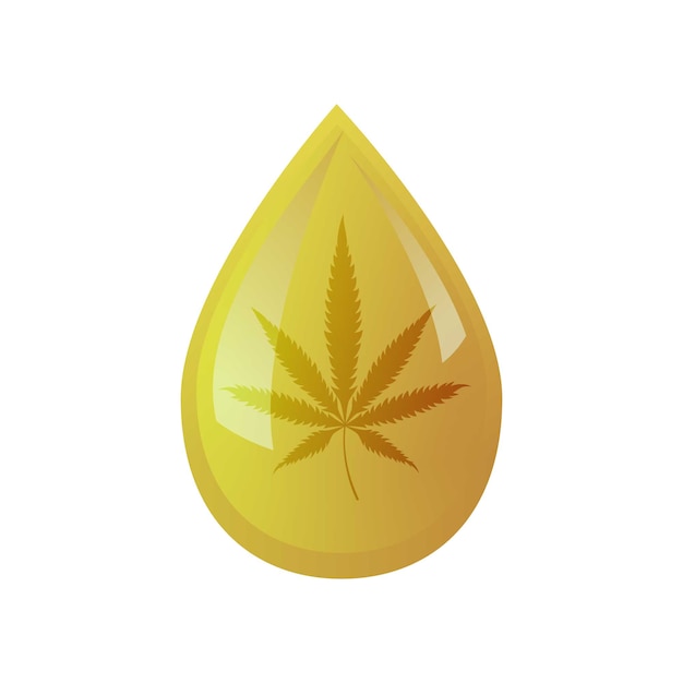 Deixe cair o óleo com cannabis da folha no fundo isolado. logo cannabis oil.