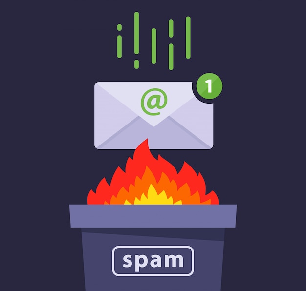 Deletar mensagens de spam de e-mail. proteção contra vírus de computador. ilustração