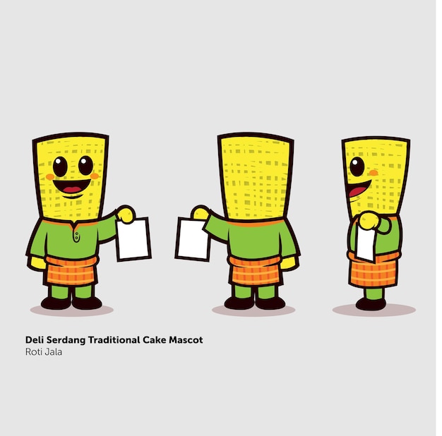 Deli serdang mascot design roti jala