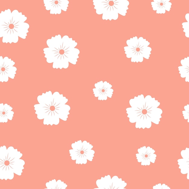 Delicado padrão perfeito com flores brancas em um fundo rosa design para capa de papel de parede de embalagem de tecido