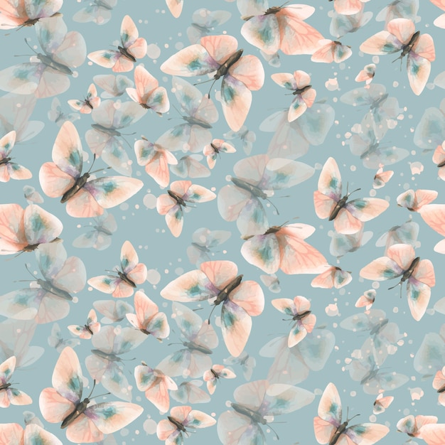 Delicate voando borboletas elegantes na moda cor pastel pêssego fuzz em um estilo vintage