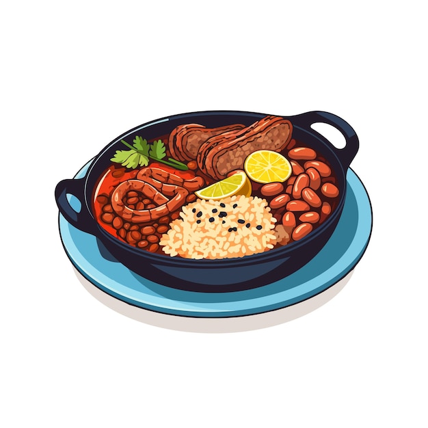 Delicie-se com o sabor da Feijoada brasileira com esta sedutora ilustração vetorial