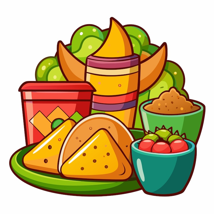Vetor deliciosa comida de desenho animado sanduíche suco de frutas lanche saudável
