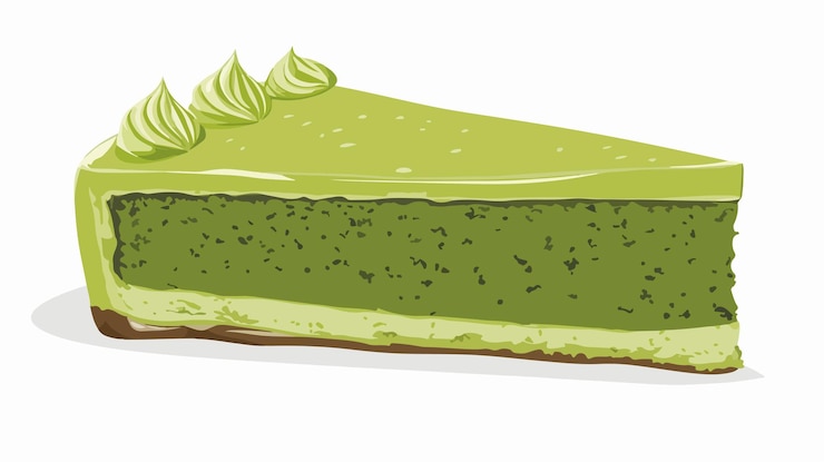 Vetor deliciosa fatia de bolo matcha vector isolado em fundo branco