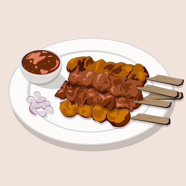 Deliciosa ilustração satay em design vetorial