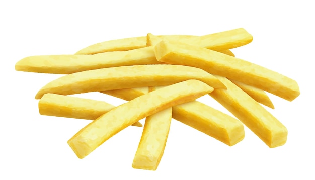 Deliciosas batatas fritas Batatas fritas são batatas frites amarelas isoladas em fundo branco