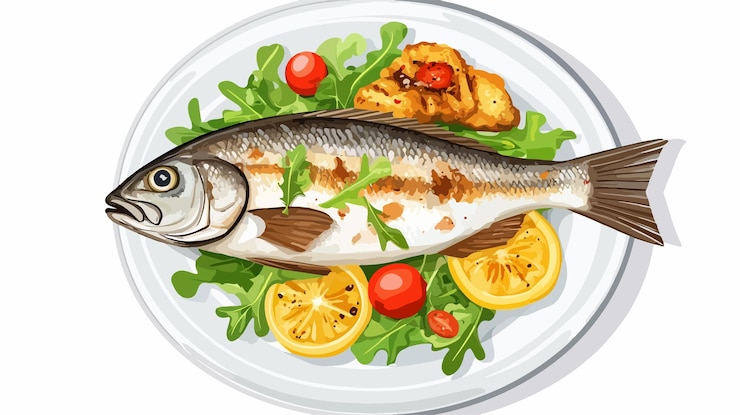 Vetor delicioso barro marinho grelhado no prato de um restaurante requintado