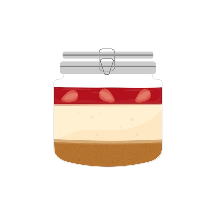 Vetor delicioso bolo de queijo de morango em um logotipo de ilustração vetorial de jarra