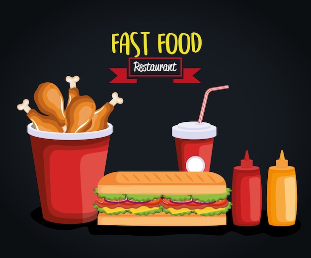 Delicioso fast food ícones vector ilustração design