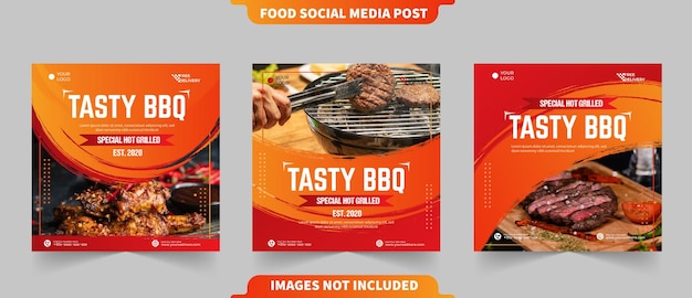 Delicioso menu de comida de churrasco saboroso ou idéias de conteúdo de menu de promoção de restaurante para mídia social post modelo de banner de panfleto quadrado