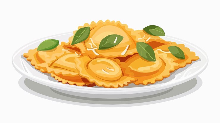 Vetor delicioso ravioli cozinha italiana pasta refeição vector imagem