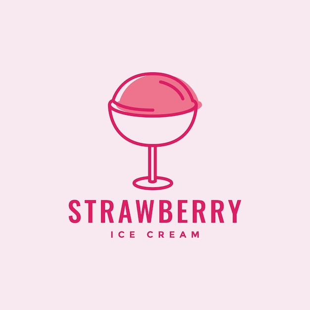 Delicioso sorvete rosa no design de logotipo de vidro vector símbolo gráfico ilustração idéia criativa