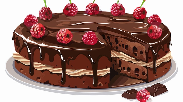 Vetor delicious chocolate cake clipart ilustração vetorial isolada