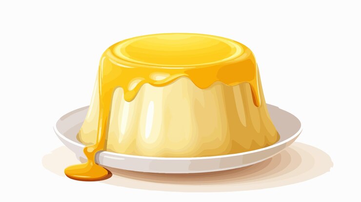 Vetor delicious custard pudding vector com espaço para estilo de desenho animado de texto