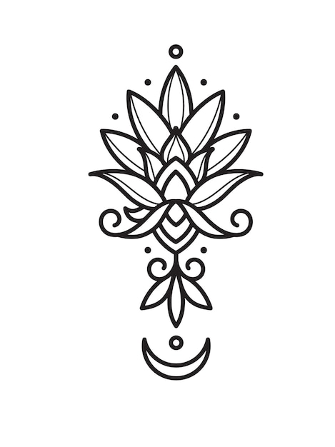 delinear o padrão de flor de lótus para Henna e design de tatuagem