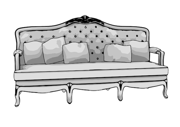 Vetor delinear o vetor de fundo branco do sofá