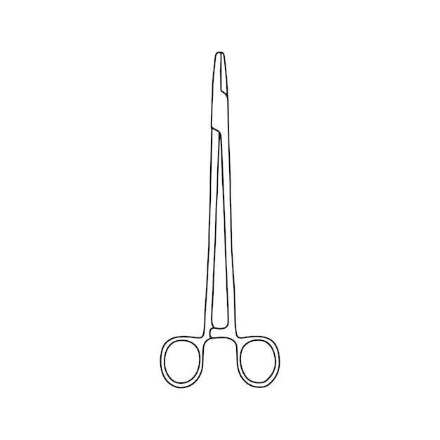 Delinear tesouras médicas instrumento cirúrgico ícone vetorial para web design em fundo branco